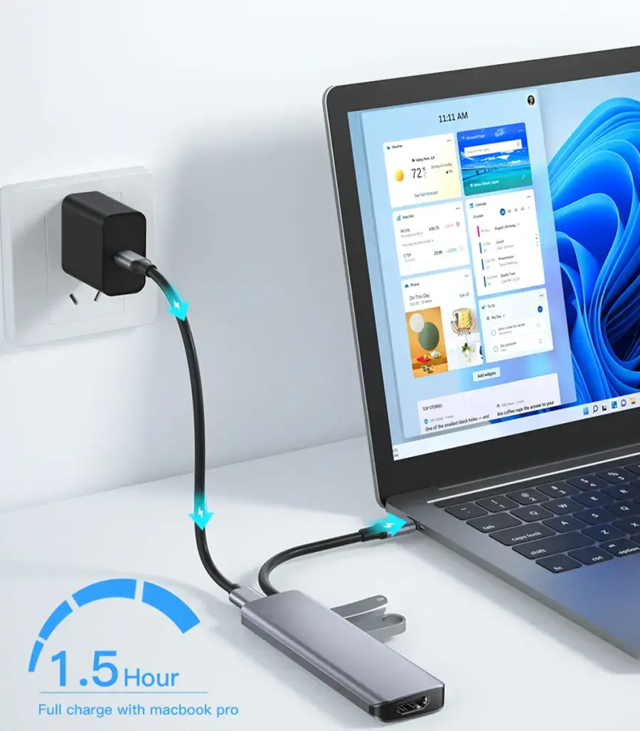 Адаптер WIWU [731HC] Alpha 7in1 Type-C to 3xUSB3.0+HDMI+SD/Micro SD+PD 100W