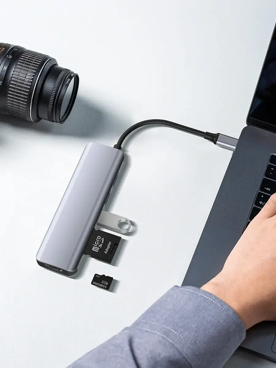 Адаптер WIWU [731HC] Alpha 7in1 Type-C to 3xUSB3.0+HDMI+SD/Micro SD+PD 100W