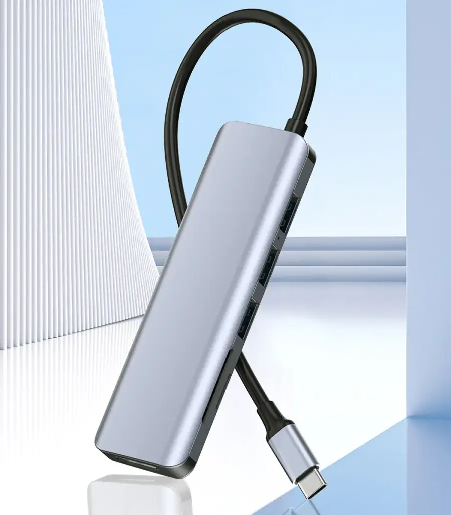 Адаптер WIWU [731HC] Alpha 7in1 Type-C to 3xUSB3.0+HDMI+SD/Micro SD+PD 100W