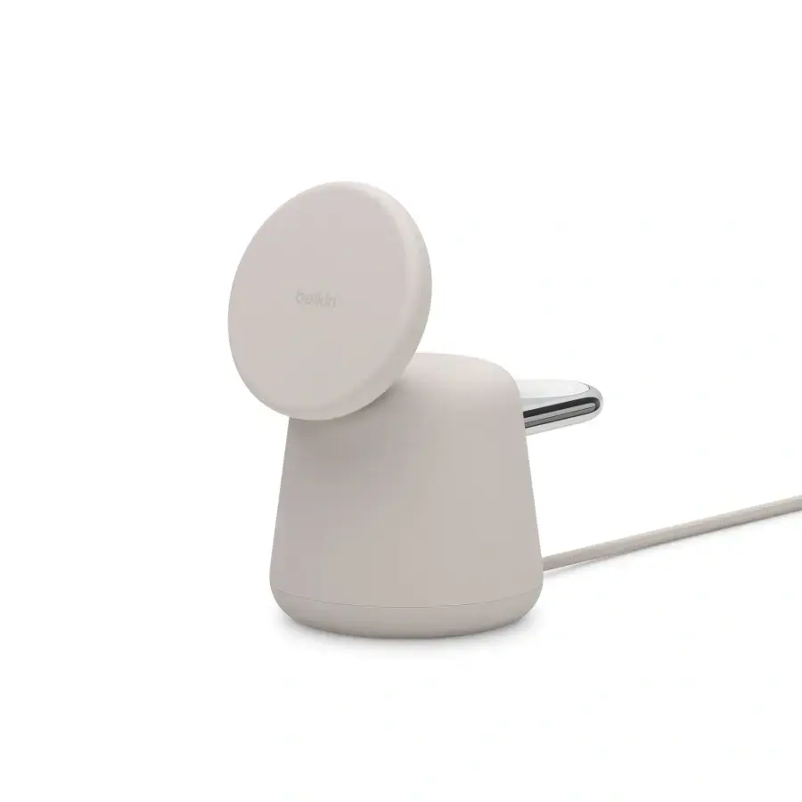 Бездротовий зарядний пристрій Belkin BOOST↑CHARGE™ PRO 2-in-1 Wireless Charging Dock with MagSafe - Sand (WIZ020VFH37, WIZ020ttH37)