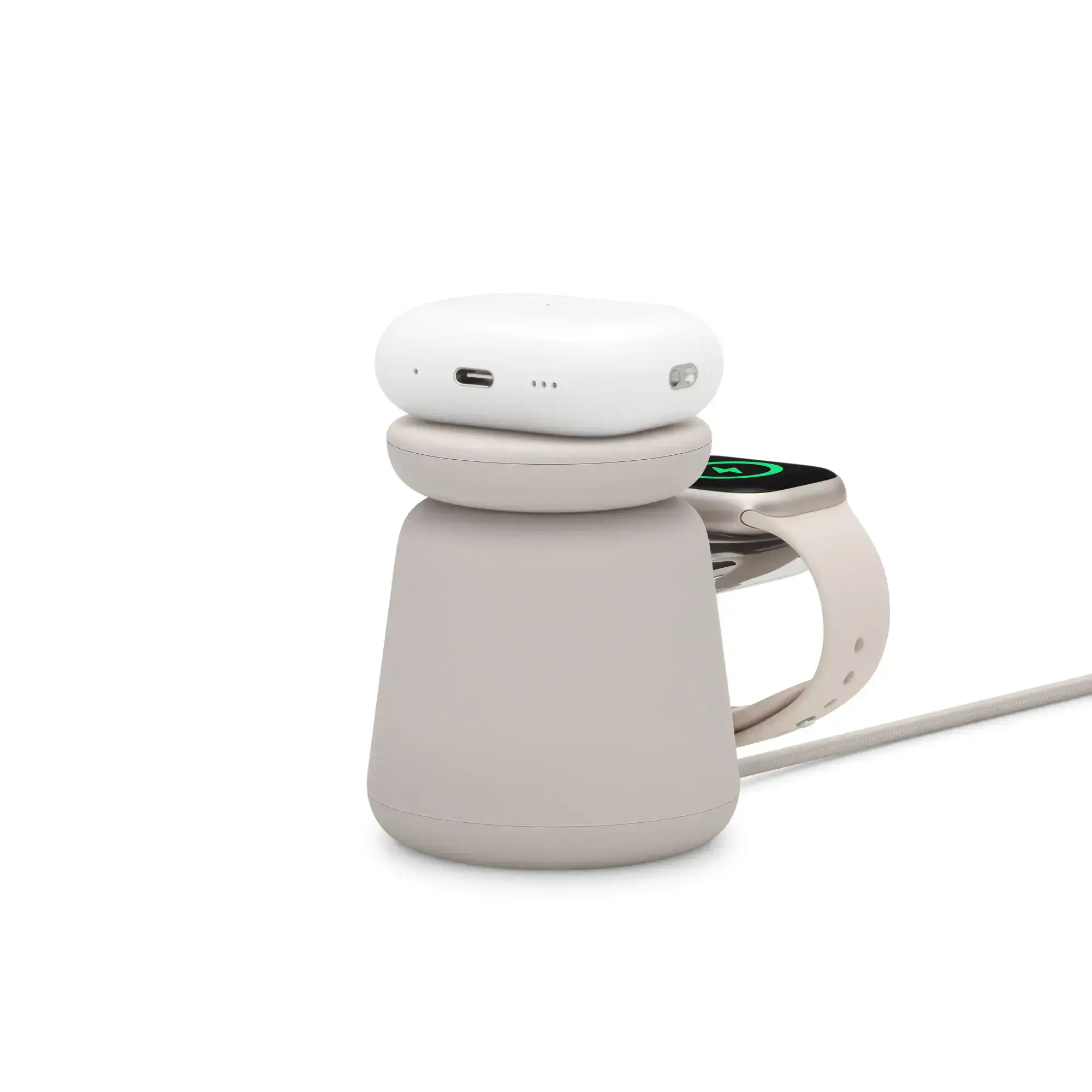 Бездротовий зарядний пристрій Belkin BOOST↑CHARGE™ PRO 2-in-1 Wireless Charging Dock with MagSafe - Sand (WIZ020VFH37, WIZ020ttH37)