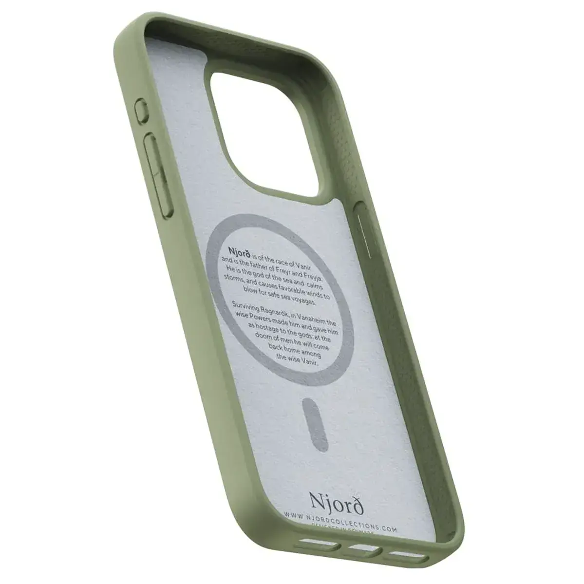 Чехол Njord Suede MagSafe Case for iPhone 15 Pro Max - Olive (NA54SU06)