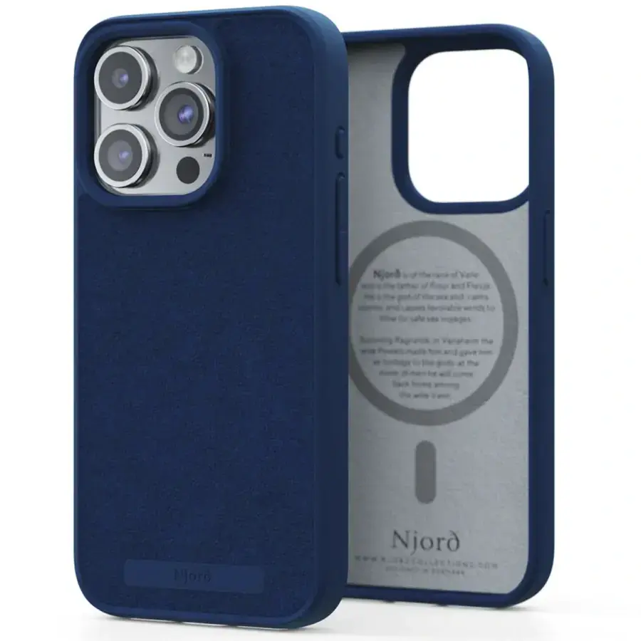 Чохол Njord Suede MagSafe Case for iPhone 15 Pro - Navy Blue (NA53SU01)