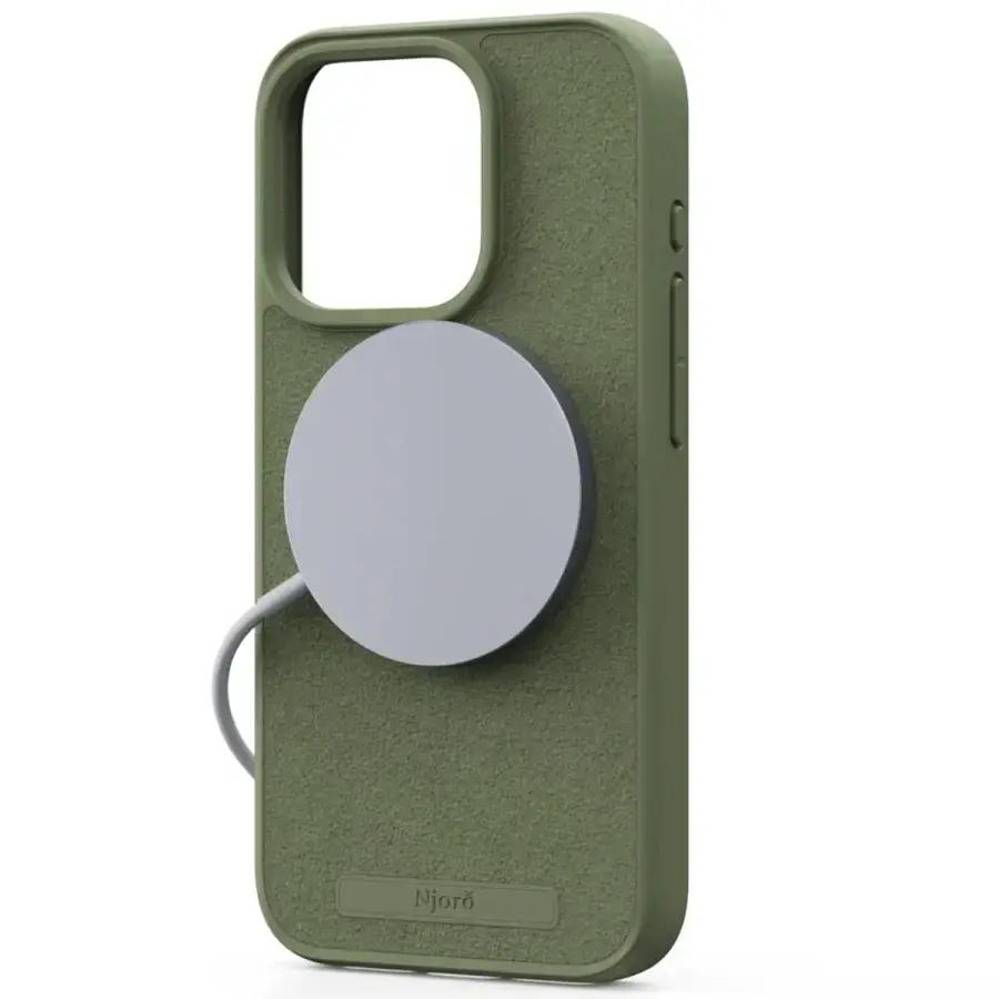 Чехол Njord Suede MagSafe Case for iPhone 15 Pro - Olive (NA53SU06)