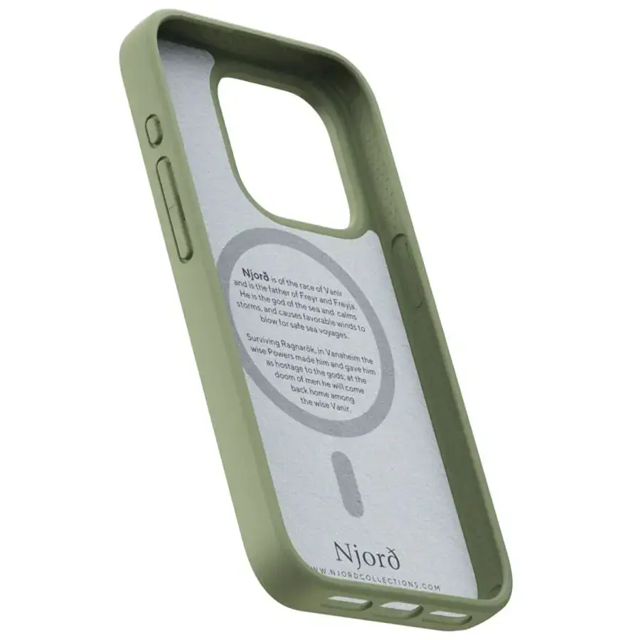 Чехол Njord Suede MagSafe Case for iPhone 15 Pro - Olive (NA53SU06)