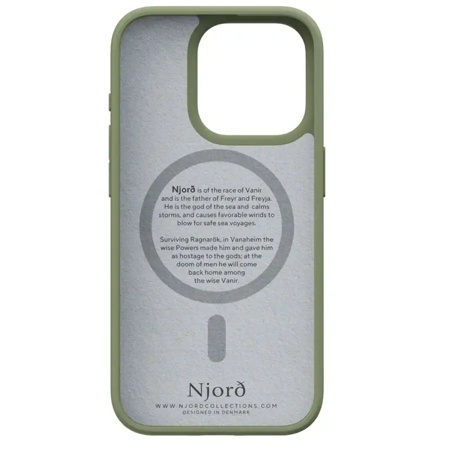 Чехол Njord Suede MagSafe Case for iPhone 15 Pro - Olive (NA53SU06)