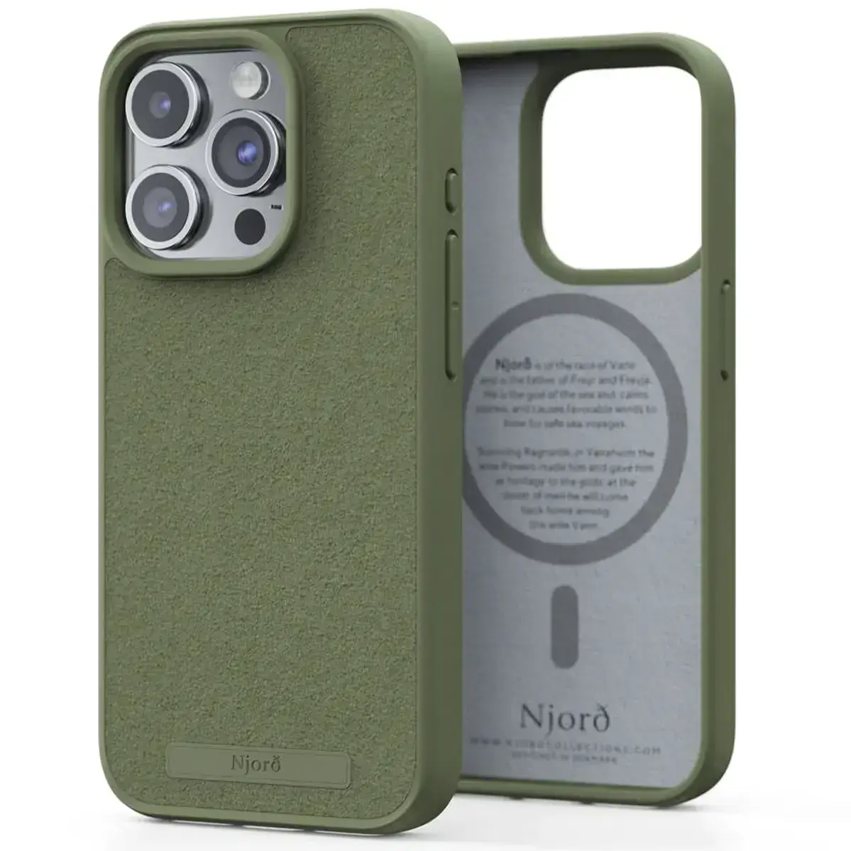 Чохол Njord Suede MagSafe Case for iPhone 15 Pro - Olive (NA53SU06)