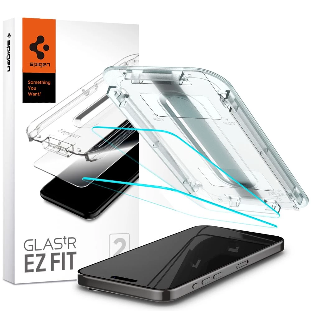 Захисне скло для телефону Spigen EZ Fit Glas.tR Crystal Clear для Apple iPhone 15 Pro Max (AGL06872)
