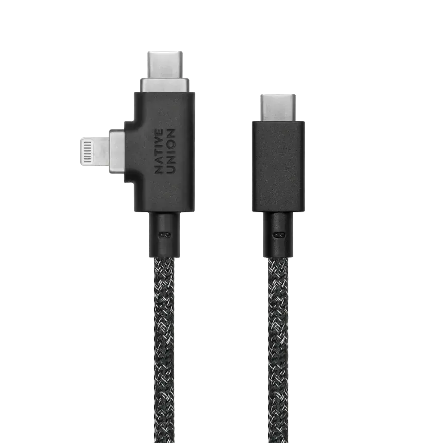 Кабель Native Union Belt Cable Duo Pro 240W USB-C to USB-C & Lightning Cosmos Black 2.4 m (BELT-PROCCL-COS-NP)