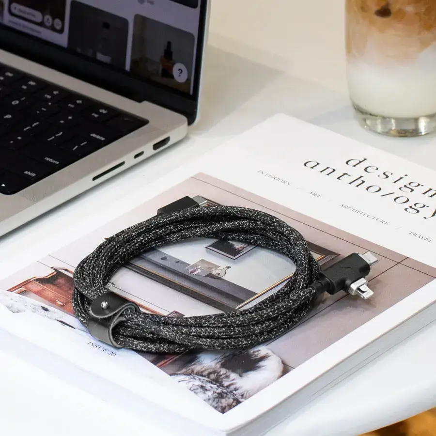 Кабель Native Union Belt Cable Duo Pro 240W USB-C to USB-C & Lightning Cosmos Black 2.4 m (BELT-PROCCL-COS-NP)