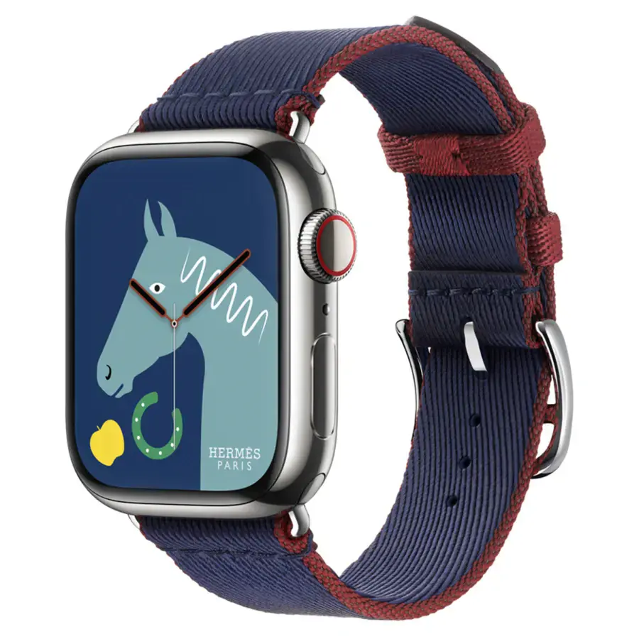 Ремешок Apple Watch Hermès 38/40/41/42mm Navy/Rouge H Twill Jump Single Tour (MTHF3)