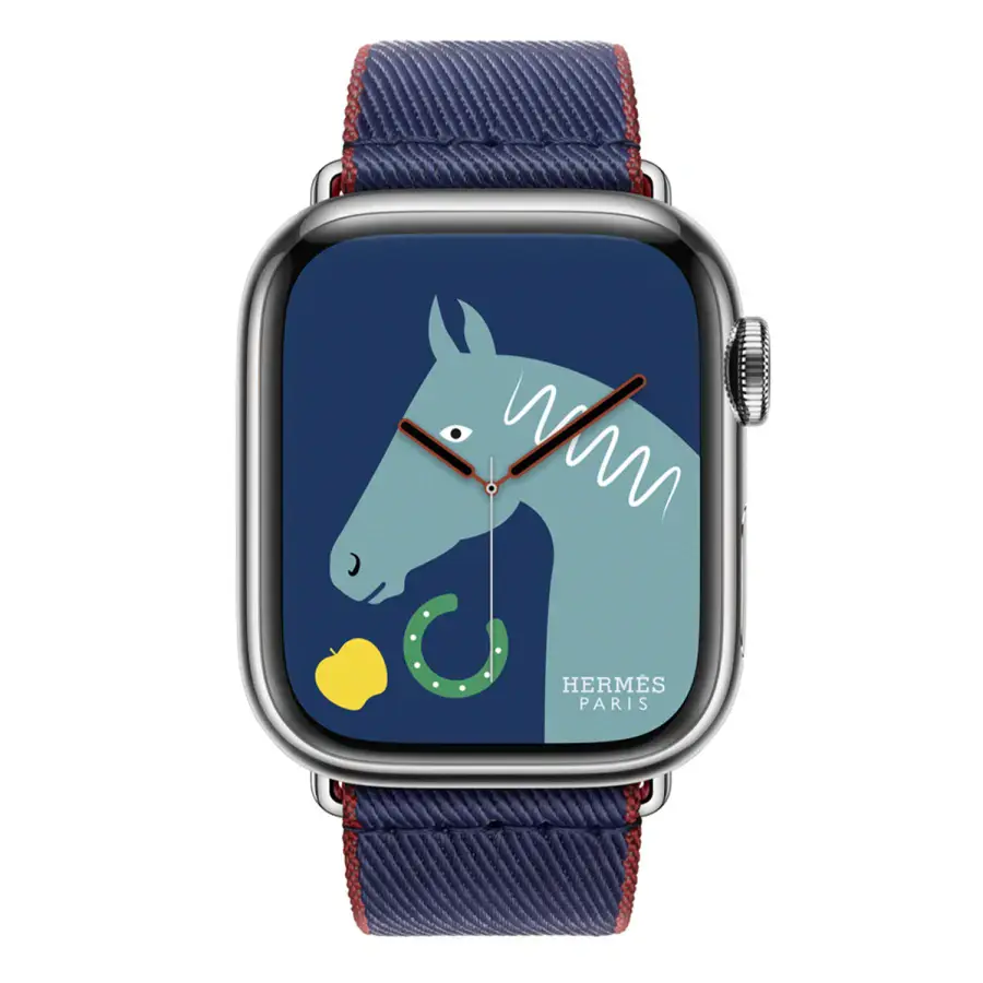 Ремешок Apple Watch Hermès 38/40/41/42mm Navy/Rouge H Twill Jump Single Tour (MTHF3)