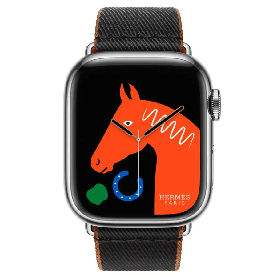 Ремешок Apple Watch Hermès 38/40/41/42mm Noir/Gold Twill Jump Single Tour (MTHE3)