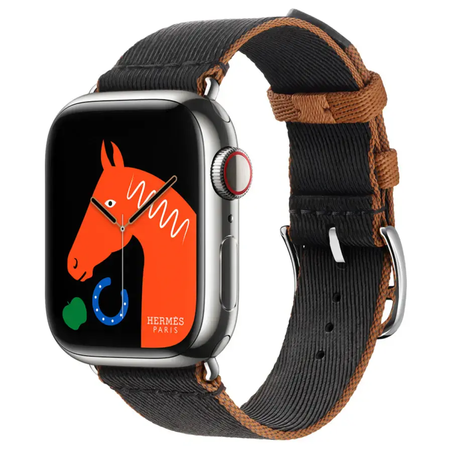 Ремешок Apple Watch Hermès 38/40/41/42mm Noir/Gold Twill Jump Single Tour (MTHE3)