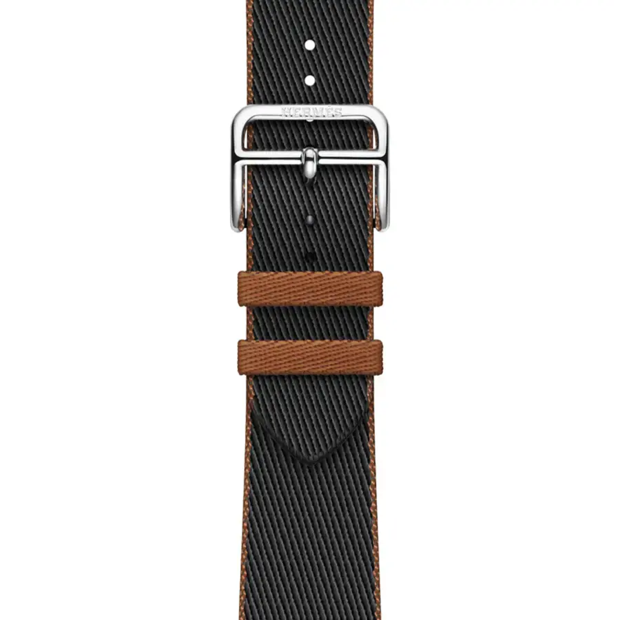 Ремешок Apple Watch Hermès 38/40/41/42mm Noir/Gold Twill Jump Single Tour (MTHE3)