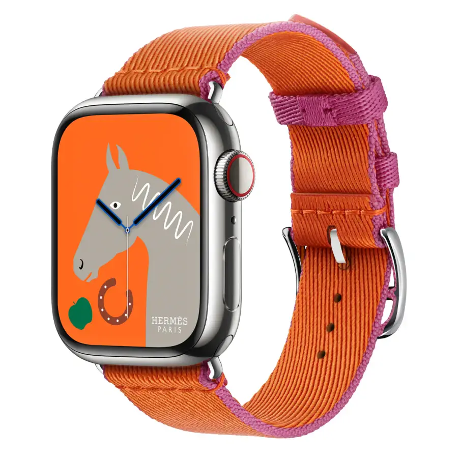 Ремінець Apple Watch Hermès 38/40/41/42mm Orange/Rose Mexico Twill Jump Single Tour (MTHG3)