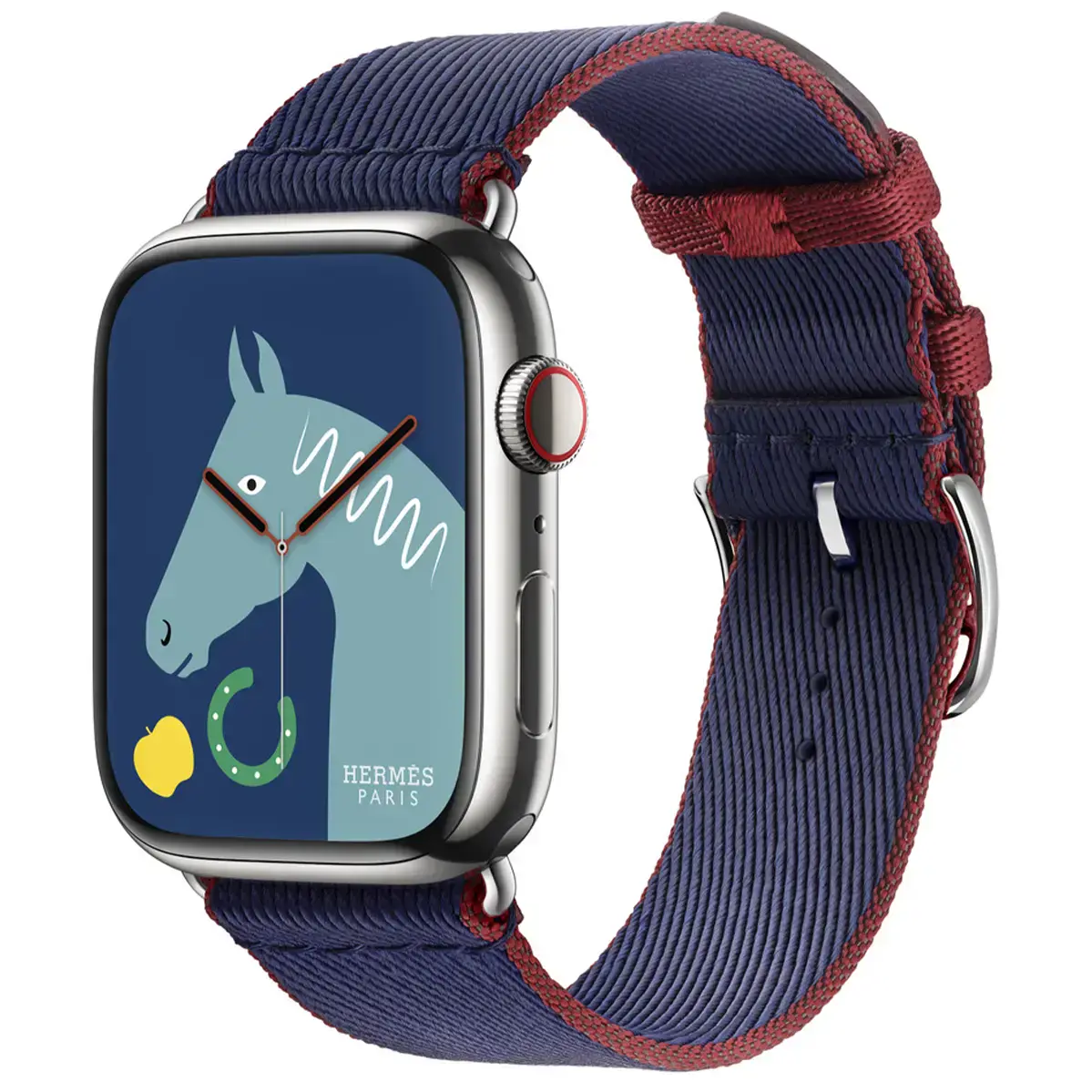 Ремінець Apple Watch Hermès 42/44/45/49mm Navy/Rouge H Twill Jump Single Tour (MTHJ3)