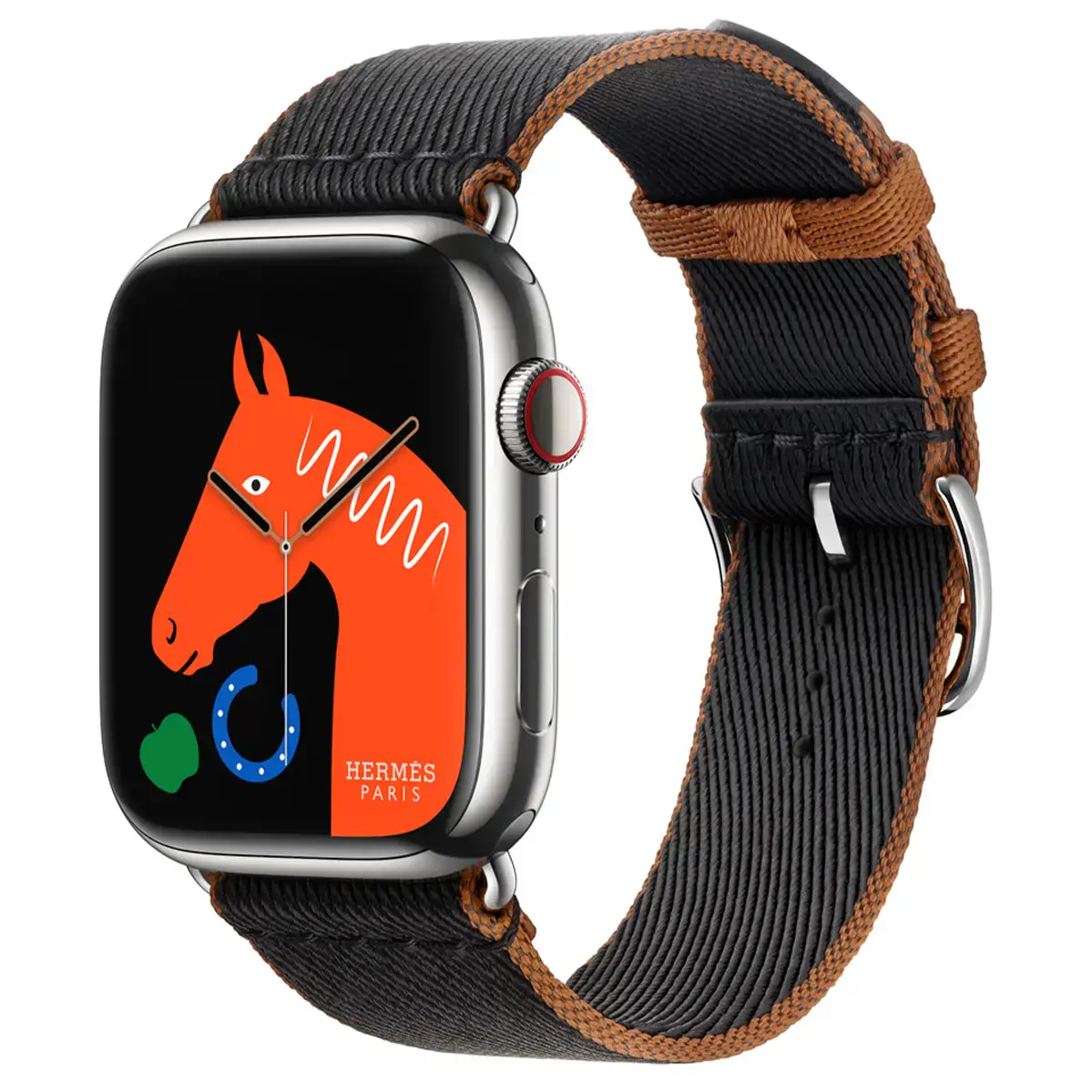 Ремінець Apple Watch Hermès 42/44/45/49mm Noir/Gold Twill Jump Single Tour (MTHH3)