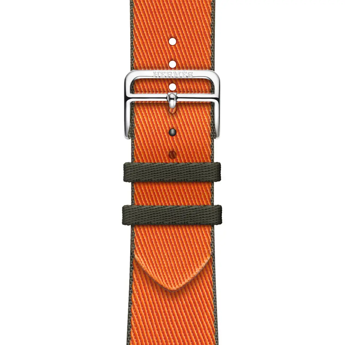 Ремінець Apple Watch Hermès 42/44/45/49mm Orange/Kaki Twill Jump Single Tour (MTHK3)