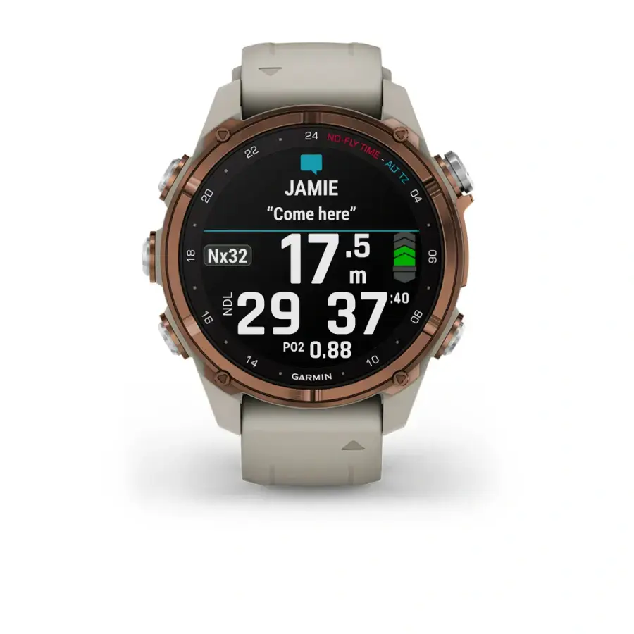 Смарт-годинник Garmin Descent Mk3i – 43 mm Bronze PVD Titanium with French Gray Silicone Band (010-02753-13/14)