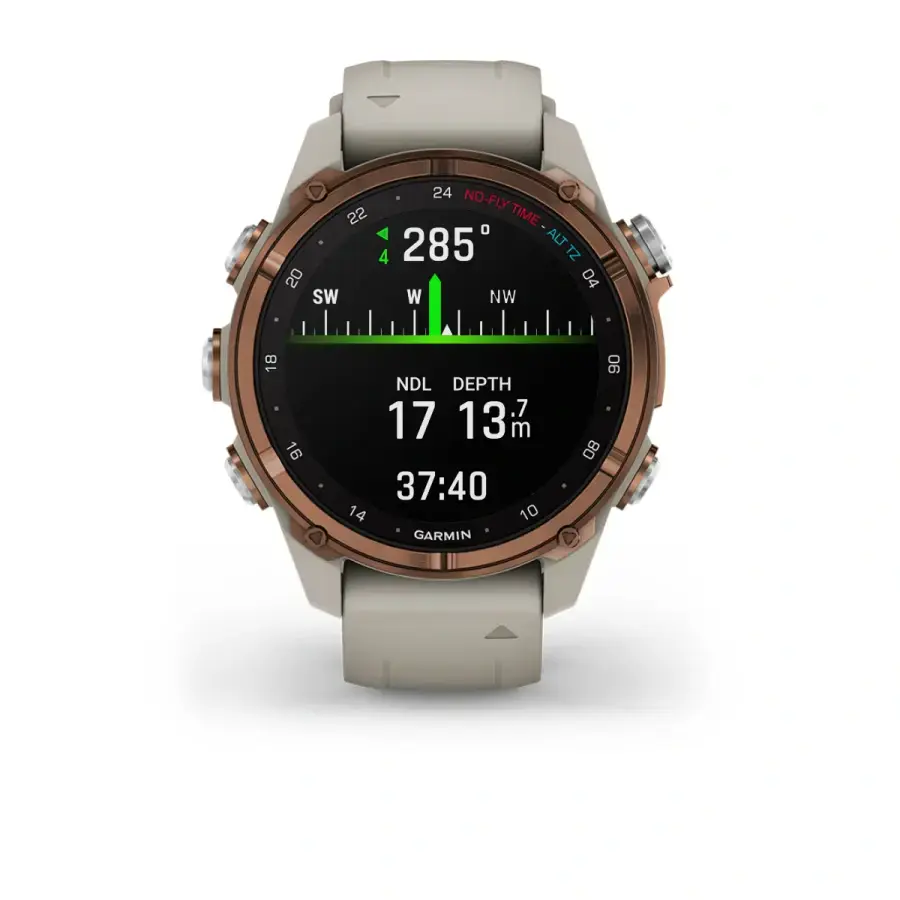 Смарт-годинник Garmin Descent Mk3i – 43 mm Bronze PVD Titanium with French Gray Silicone Band and Descent T2 Transceiver (BNDL-DMK3-43TFDT2)