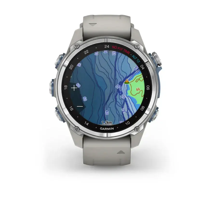 Смарт-годинник Garmin Descen Mk3 – 43 mm Stainless Steel with Fog Gray Silicone Band (010-02753-03/04)