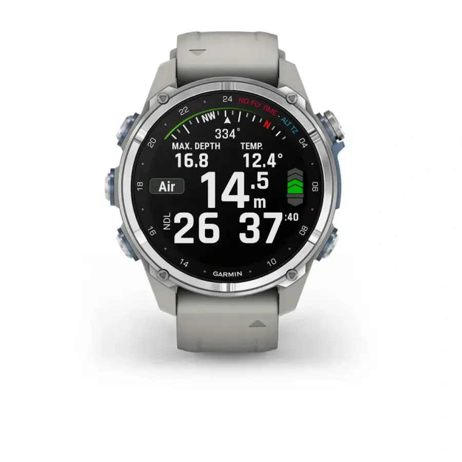 Смарт-годинник Garmin Descen Mk3 – 43 mm Stainless Steel with Fog Gray Silicone Band (010-02753-03/04)