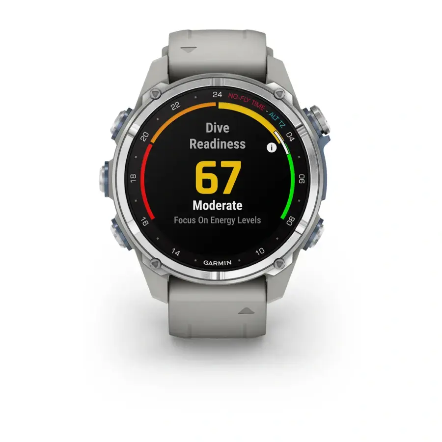 Смарт-годинник Garmin Descen Mk3 – 43 mm Stainless Steel with Fog Gray Silicone Band (010-02753-03/04)