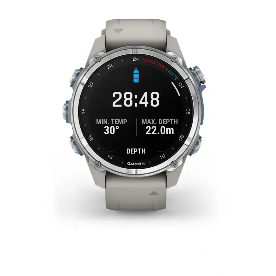 Смарт-годинник Garmin Descen Mk3 – 43 mm Stainless Steel with Fog Gray Silicone Band (010-02753-03/04)