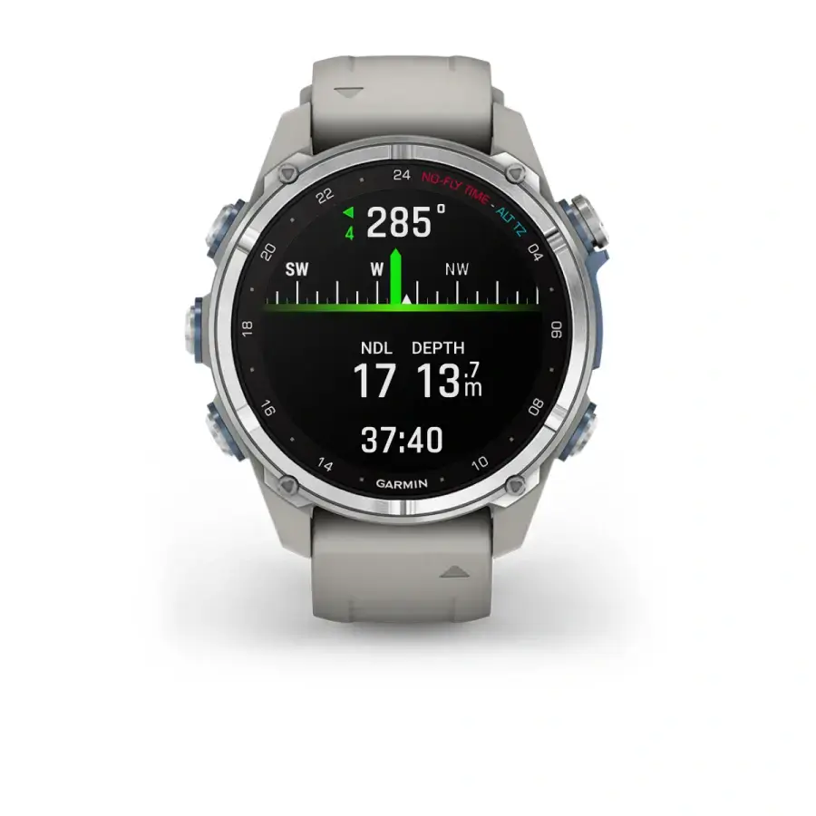 Смарт-годинник Garmin Descen Mk3 – 43 mm Stainless Steel with Fog Gray Silicone Band (010-02753-03/04)