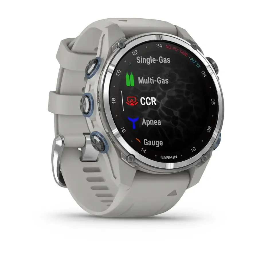 Смарт-годинник Garmin Descen Mk3 – 43 mm Stainless Steel with Fog Gray Silicone Band (010-02753-03/04)