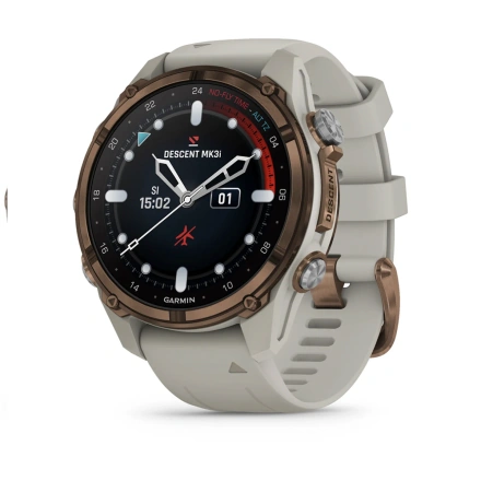 Смарт-часы Garmin Descent Mk3i – 43 mm Bronze PVD Titanium with French Gray Silicone Band (010-02753-13/14)
