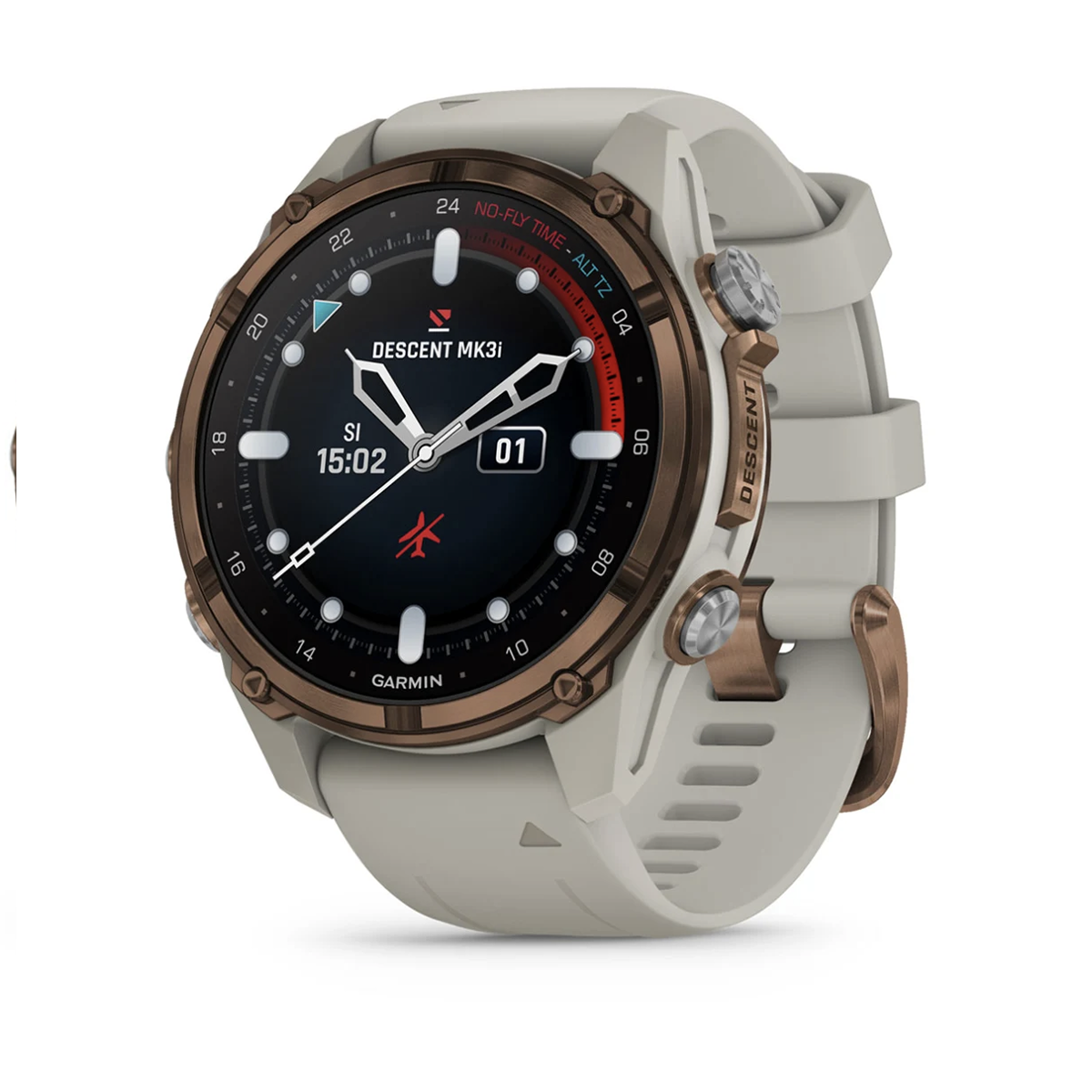 Смарт-годинник Garmin Descent Mk3i – 43 mm Bronze PVD Titanium with French Gray Silicone Band (010-02753-13/14)