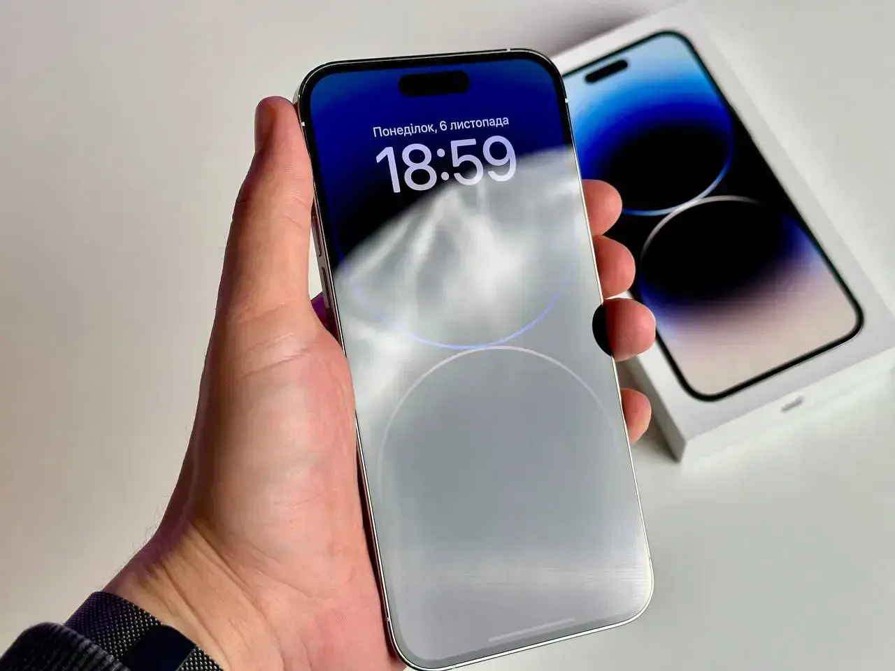 USED Apple iPhone 14 Pro Max 256GB Dual Sim Silver (MQ883)🔋100%(Стан - 9/10, Комплект - Повний | гарантія - 1 міс.)