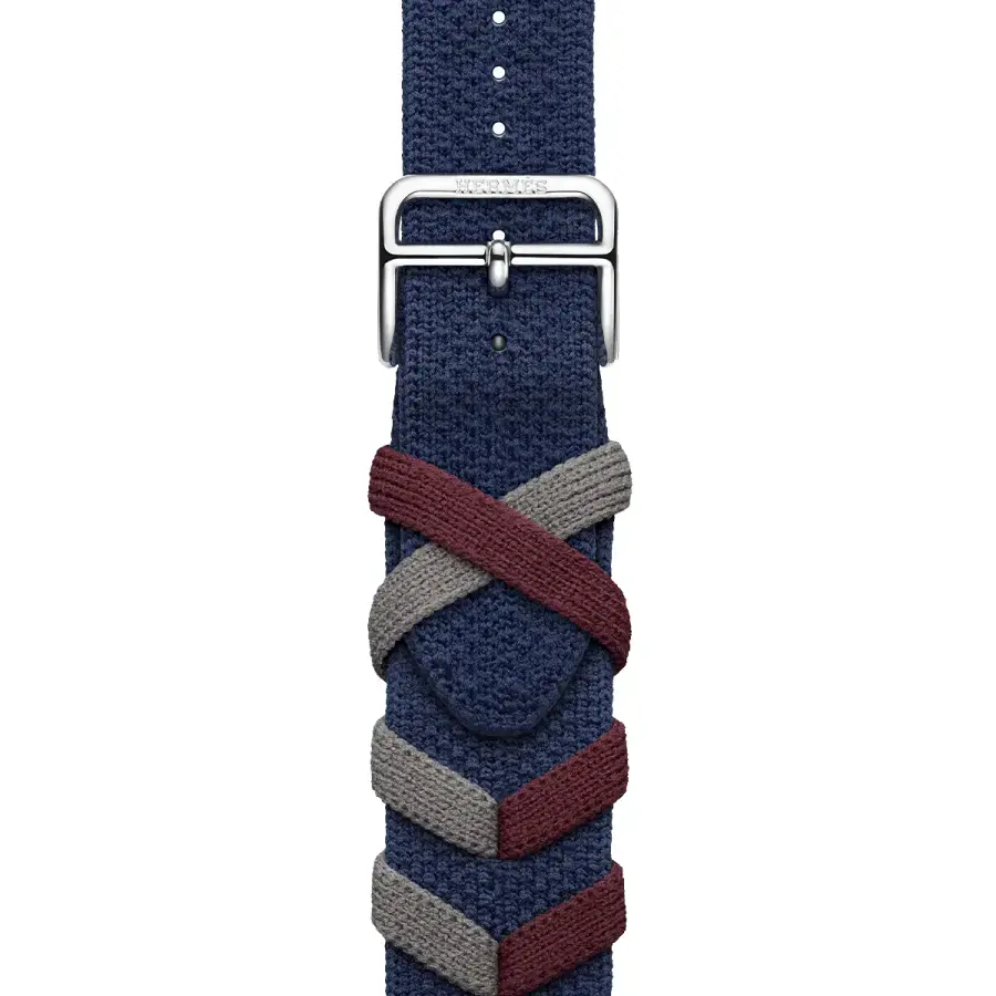 Apple Watch Hermès Series 9 GPS + Cellular 41mm Silver Stainless Steel Case with Navy Bridon Single Tour (MRQ43+MTHM3)