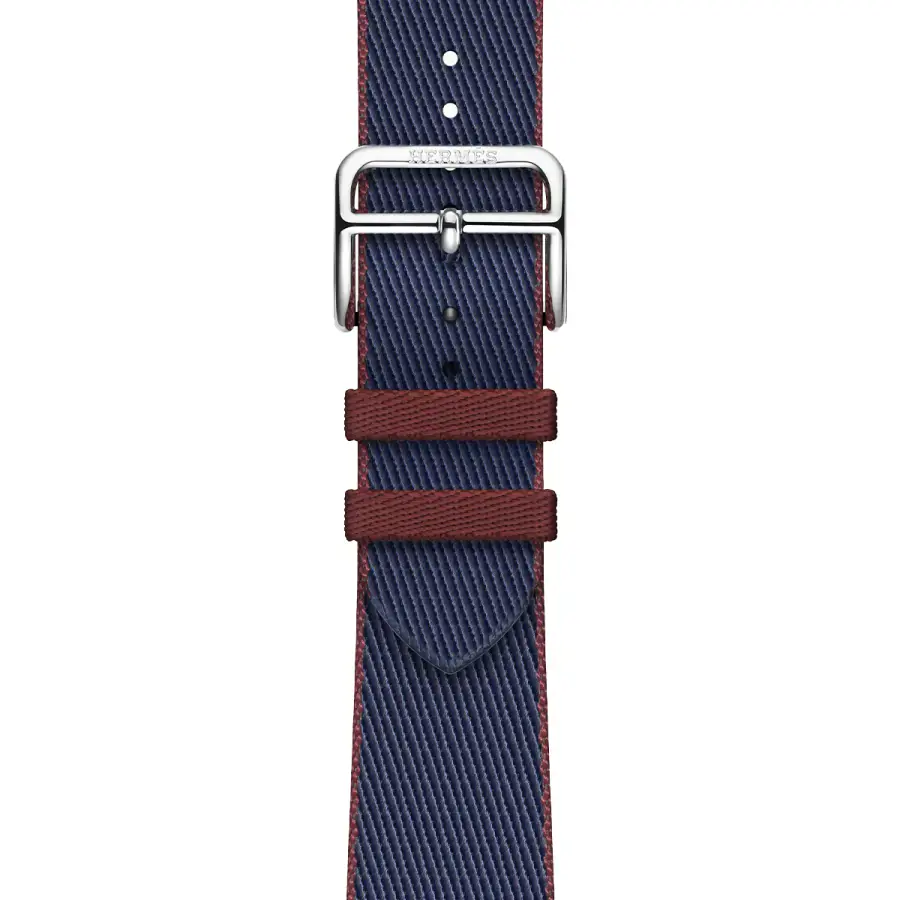 Apple Watch Hermès Series 9 GPS + Cellular 41mm Silver Stainless Steel Case with Navy/Rouge H Twill Jump Single Tour (MRQ43+MTHF3)