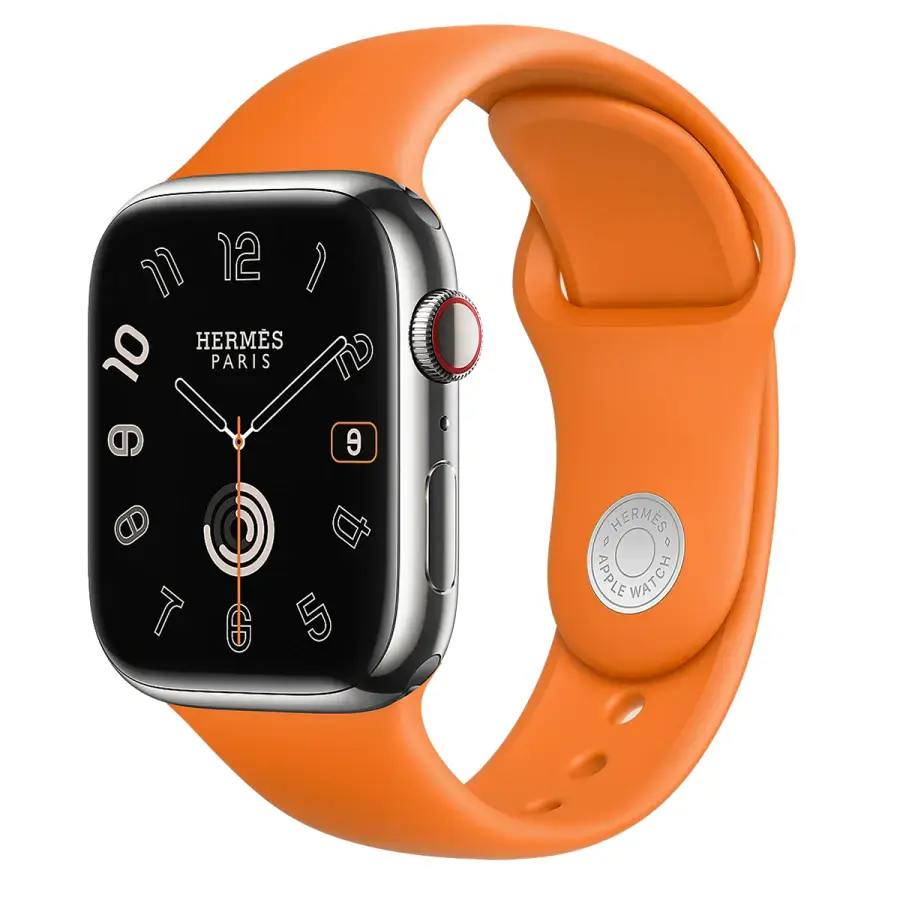 Apple Watch Hermès Series 9 GPS + Cellular 41mm Silver Stainless Steel Case with Noir Kilim Single Tour (MRQ43+MTHT3)