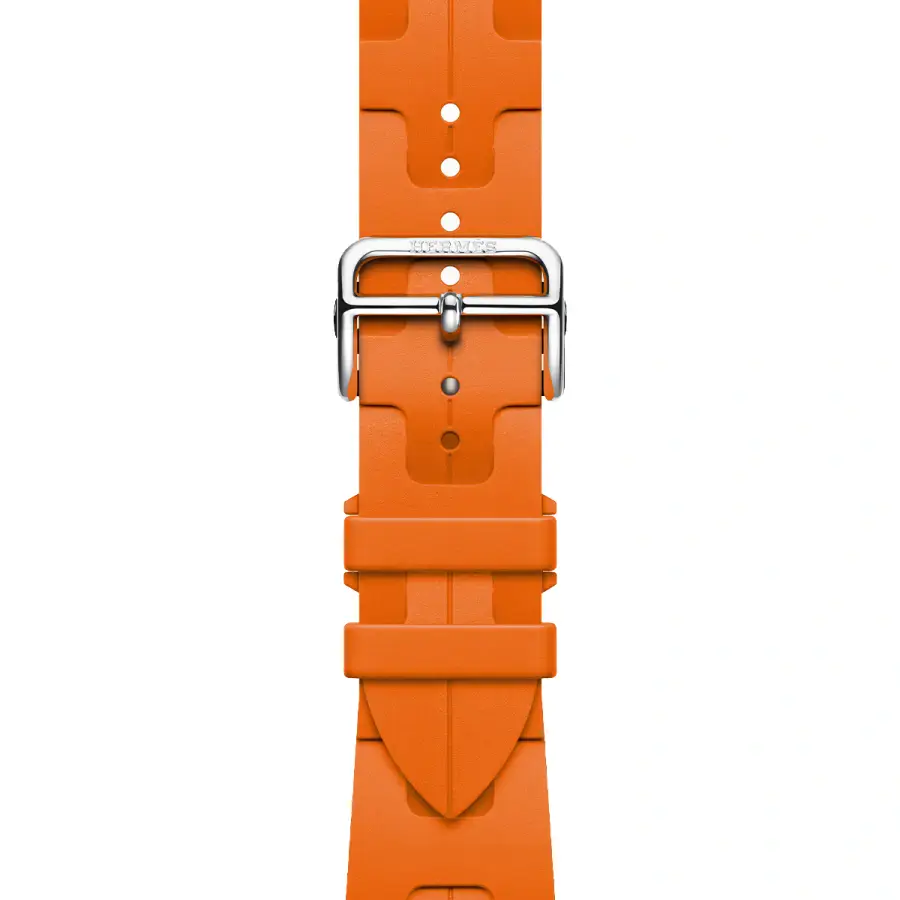Apple Watch Hermès Series 9 GPS + Cellular 41mm Silver Stainless Steel Case with Orange Kilim Single Tour (MRQ43+MTHV3)