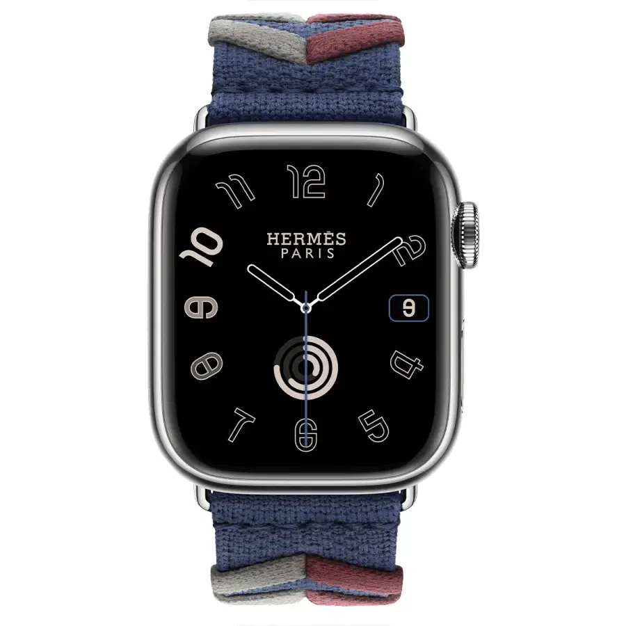 Apple Watch Hermès Series 9 GPS + Cellular 41mm Silver Stainless Steel Case with Rouge H Bridon Single Tour (MRQ43+MTHL3)