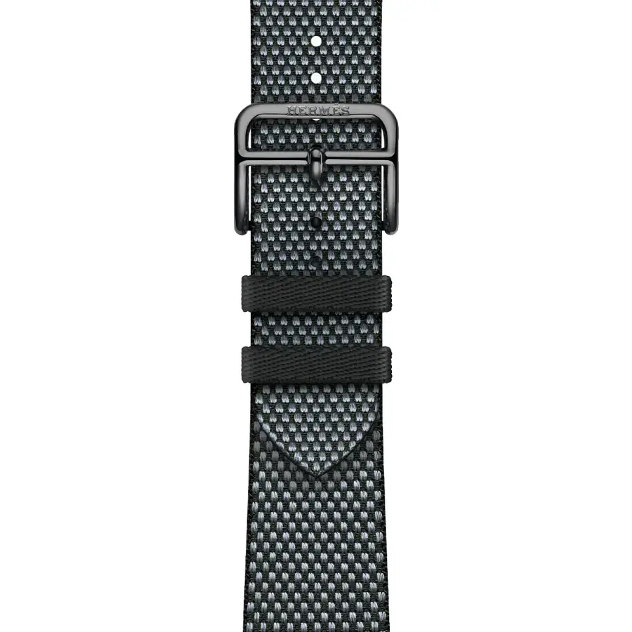 Apple Watch Hermès Series 9 GPS + Cellular 41mm Space Black Stainless Steel Case with Denim/Noir Toile H Single Tour (MRQ53+MTJH3)