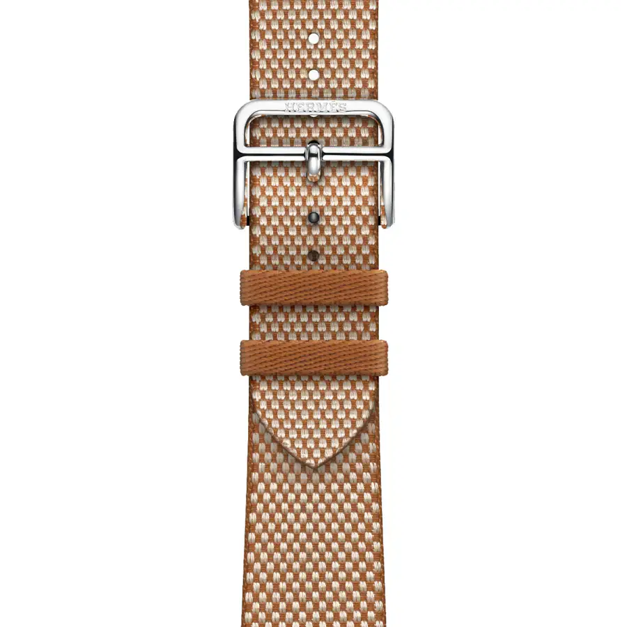 Apple Watch Hermès Series 9 GPS + Cellular 41mm Space Black Stainless Steel Case with Gold/Ecru Toile H Single Tour (MRQ53+MTJG3)