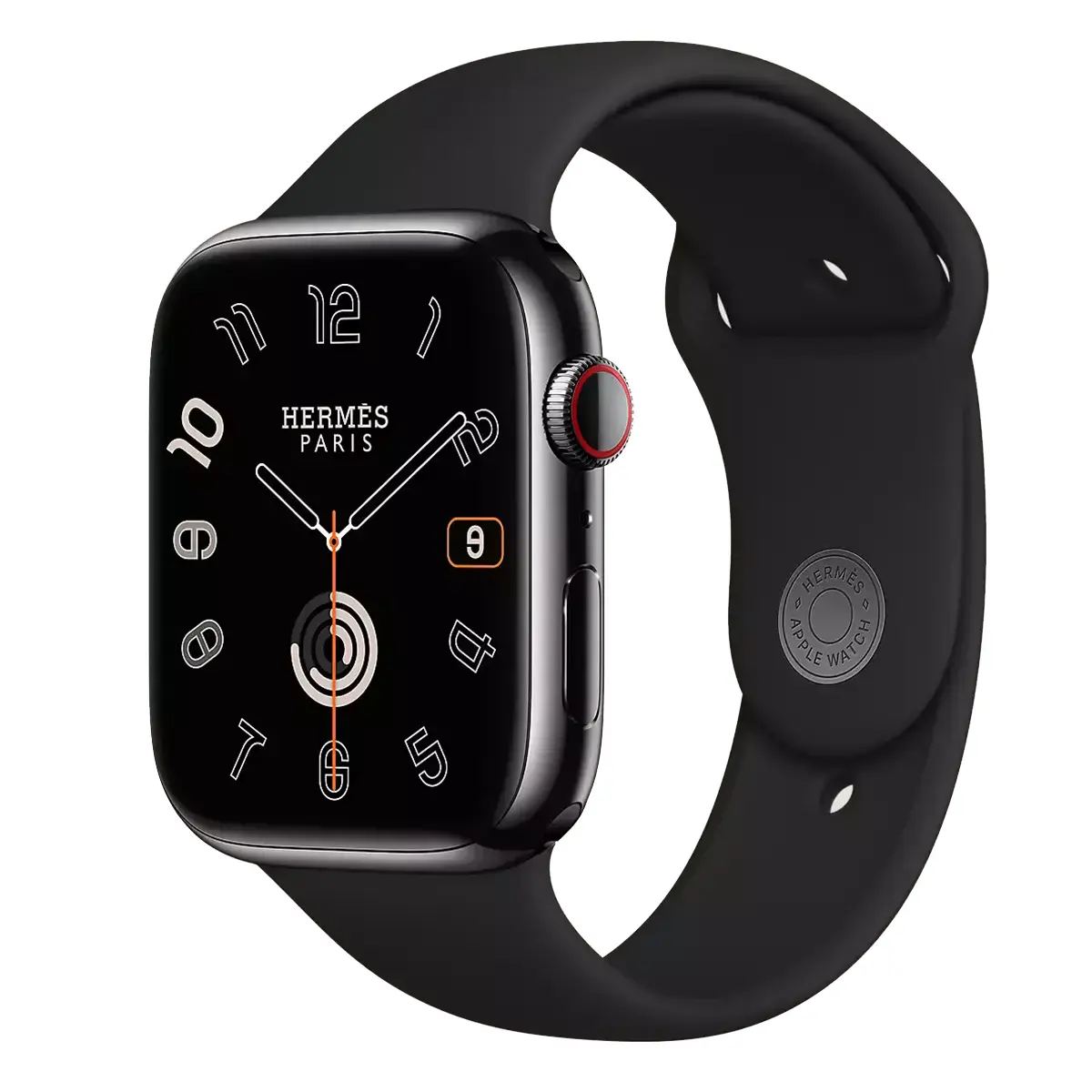 Apple Watch Hermès Series 9 GPS + Cellular 41mm Space Black Stainless Steel Case with Navy Kilim Single Tour (MRQ53+MTHU3)