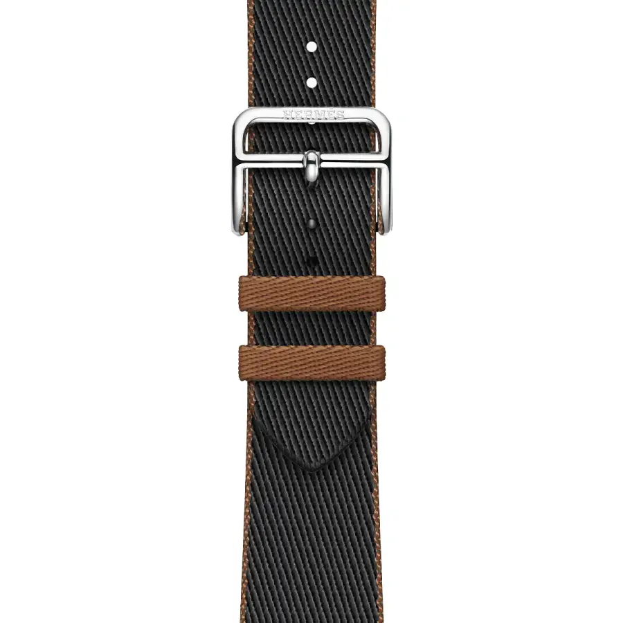 Apple Watch Hermès Series 9 GPS + Cellular 41mm Space Black Stainless Steel Case with Noir/Gold Twill Jump Single Tour (MRQ53+MTHE3)