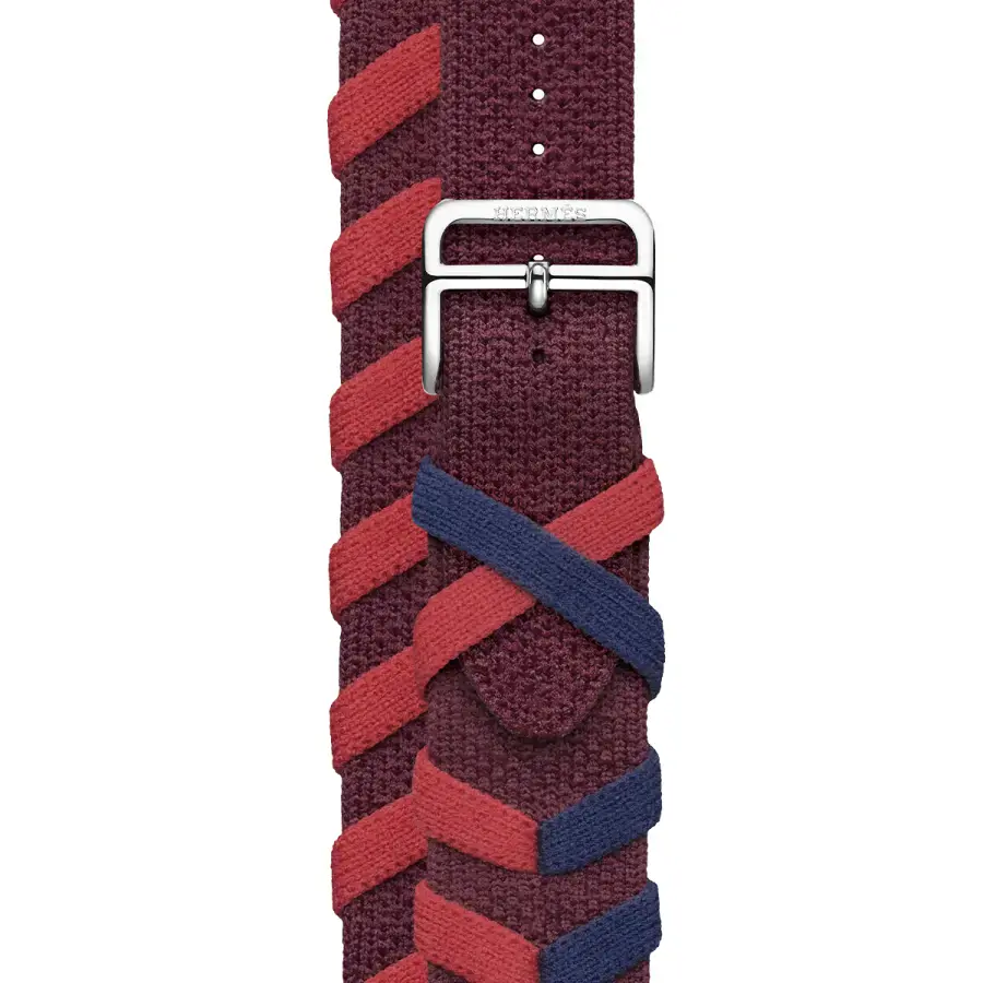 Apple Watch Hermès Series 9 GPS + Cellular 41mm Space Black Stainless Steel Case with Rouge H Bridon Double Tour (MRQ53+MTHN3)