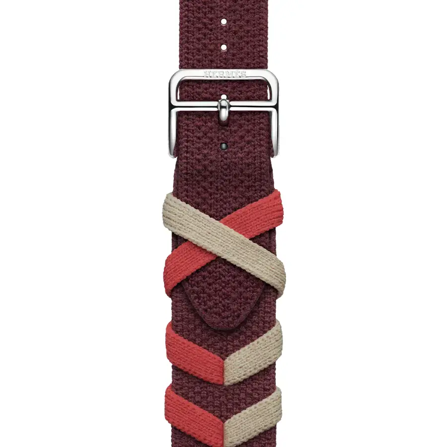 Apple Watch Hermès Series 9 GPS + Cellular 41mm Space Black Stainless Steel Case with Rouge H Bridon Single Tour (MRQ53+MTHL3)