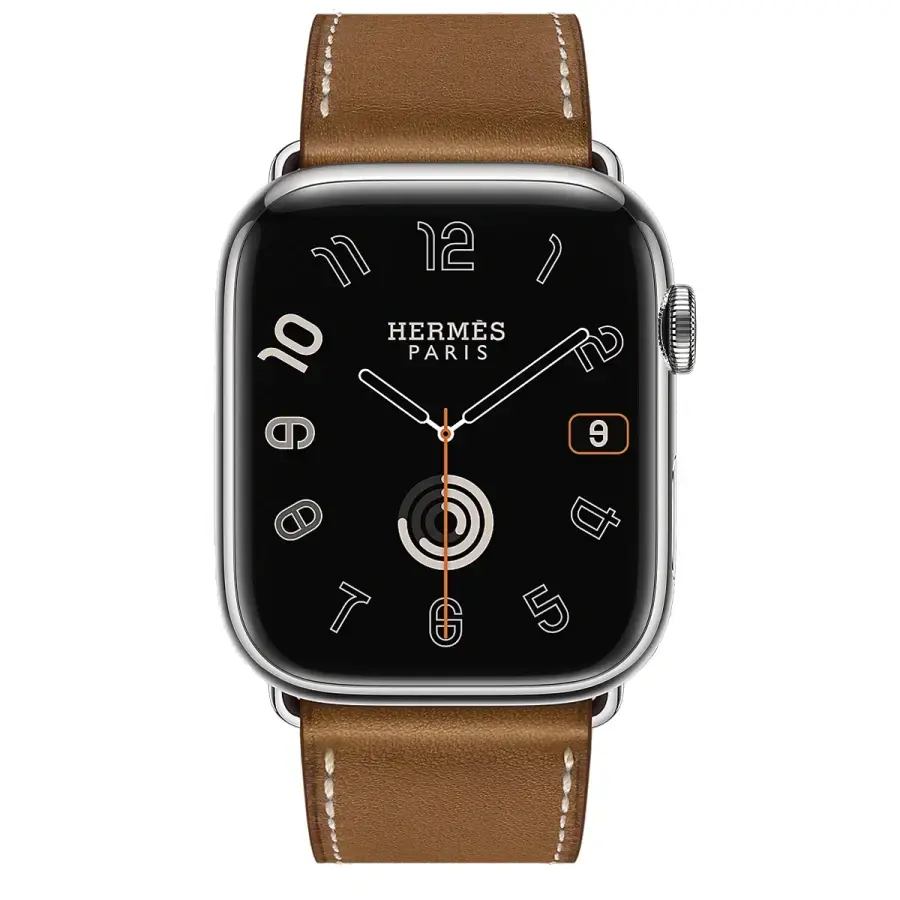 Apple Watch Hermès Series 9 GPS + Cellular 45mm Silver Stainless Steel Case with Fauve Deployment Buckle (MRQP3+H074198CJ34)