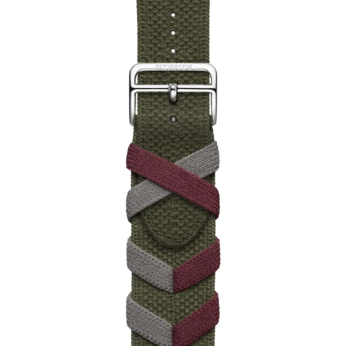Apple Watch Hermès Series 9 GPS + Cellular 45mm Silver Stainless Steel Case with Kaki Bridon Single Tour (MRQP3+MTHR3)