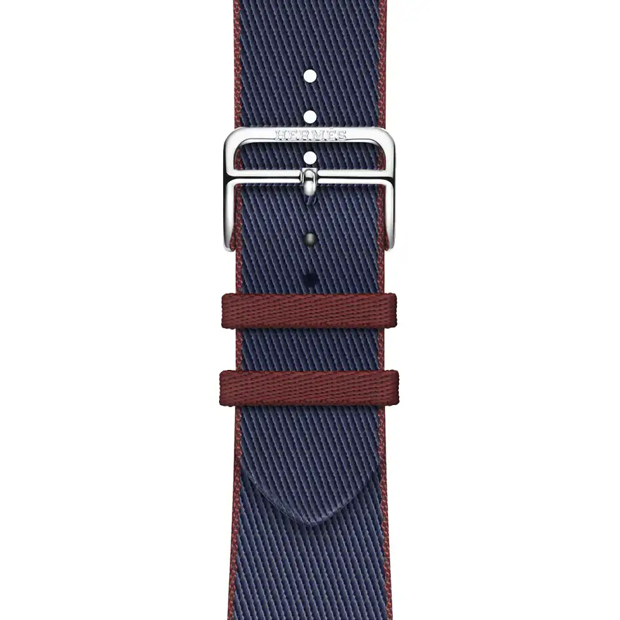 Apple Watch Hermès Series 9 GPS + Cellular 45mm Silver Stainless Steel Case with Navy/Rouge H Twill Jump Single Tour (MRQP3+MTHJ3)