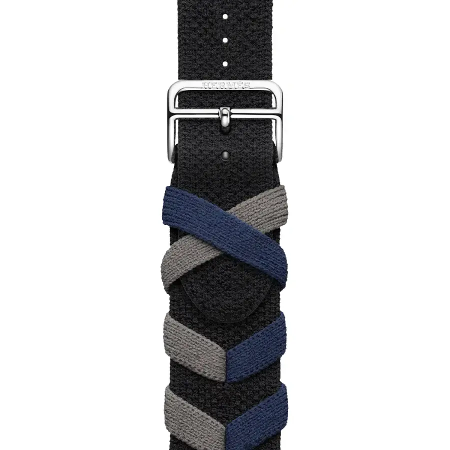 Apple Watch Hermès Series 9 GPS + Cellular 45mm Silver Stainless Steel Case with Noir Bridon Single Tour (MRQ43+MTHQ3)