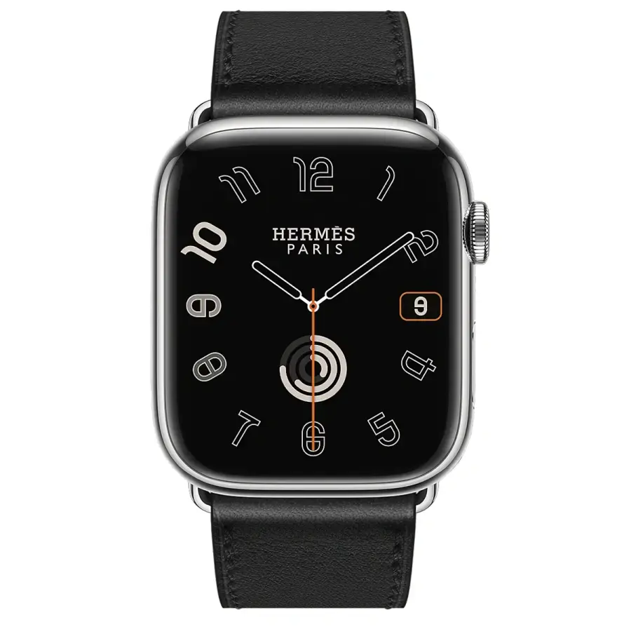 Apple Watch Hermès Series 9 GPS + Cellular 45mm Silver Stainless Steel Case with Noir Deployment Buckle (MRQP3+H078782CJ89)
